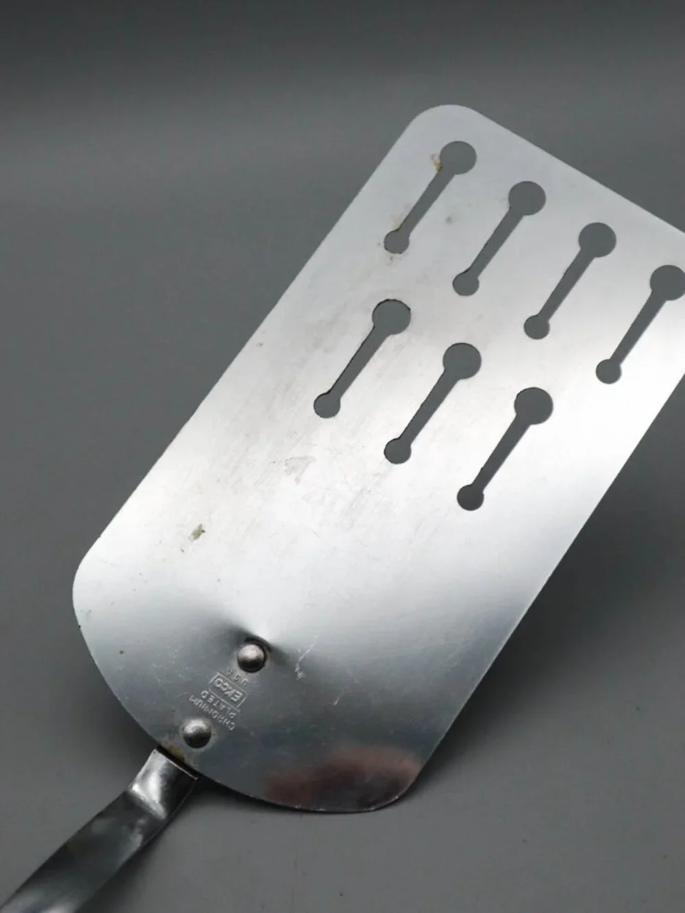Vintage Ekco Chromium Plated Spatula Turner Keyhole Slots 11